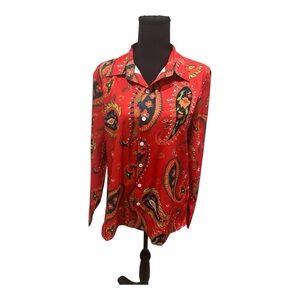 Stunning Red Paisley Button Down Shirt | Size L, NWOT